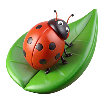 dramatic artistic Ladybug crawling on a green leaf exclusive png