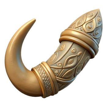serene abstract A stylized orc tusk with intricate carvings, premium png