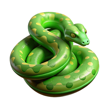 dramatic rustic A slithering green tree python detailed png