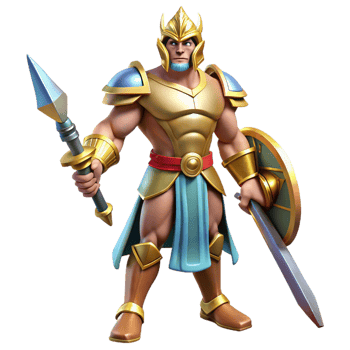 impressive artistic Ares, God of War, holding sword, professional png