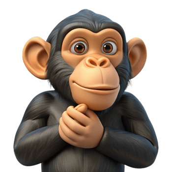 serene modern A chimpanzee, grooming, original png