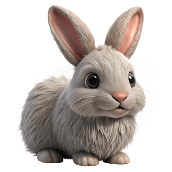 beautiful classic A fluffy rabbit with long ears exclusive png