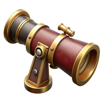stunning contemporary Steampunk telescope with brass fittings and a leather grip detailed png