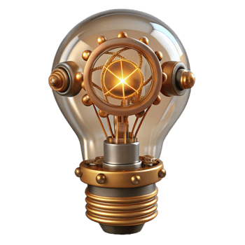 beautiful contemporary Steampunk light bulb with exposed filaments and intricate wiring premium png
