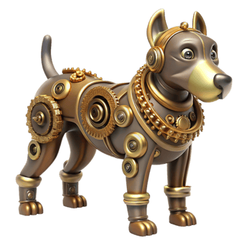 wonderful vintage Steampunk dog crafted from gears and clockwork parts professional png