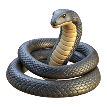 stunning vintage A coiled king cobra snake 4K png