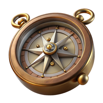 impressive artistic Steampunk compass with a rotating needle and intricate markings professional png