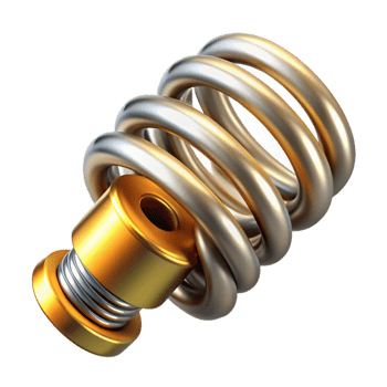 magnificent modern Steampunk spring with tightly coiled metal and brass accents professional png