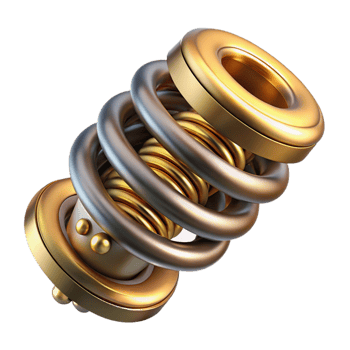 magnificent classic Steampunk spring with tightly coiled metal and brass accents professional png