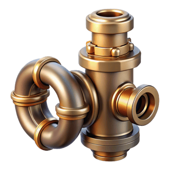 stunning rustic Steampunk pipe fitting with intricate threads and a brass finish premium png
