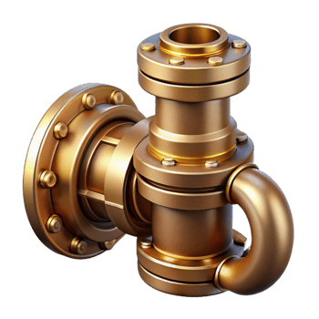 magnificent classic Steampunk pipe fitting with intricate threads and a brass finish 4K png