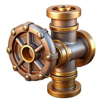 stunning minimalist Steampunk pipe fitting with intricate threads and a brass finish premium png