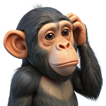serene creative A chimpanzee grooming its fur premium png