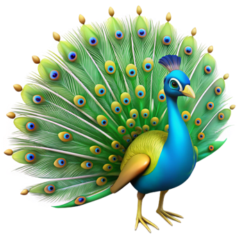impressive contemporary A peacock displaying its vibrant tail feathers original png