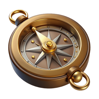 wonderful minimalist Steampunk compass with a rotating brass bezel and intricate markings professional png