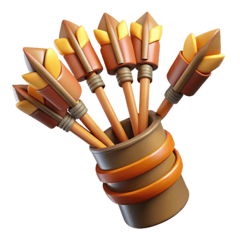 serene contemporary A quiver full of magical arrows fletched with phoenix feathers original png