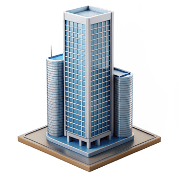 vibrant traditional Modern skyscraper architectural model high resolution png