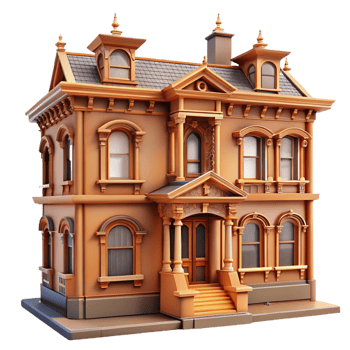 serene artistic Victorian townhouse facade detail detailed png