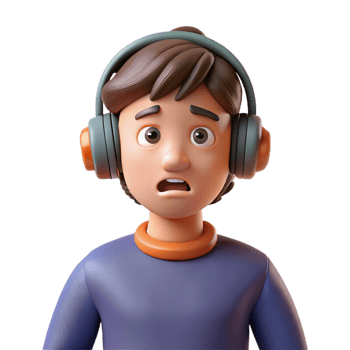 impressive contemporary Confused teenager with headphones, high quality png