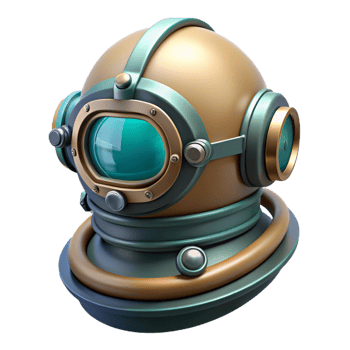 dramatic modern Futuristic diving helmet with integrated HUD, exclusive png