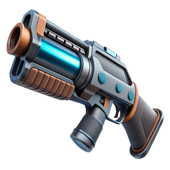 serene artistic Futuristic shotgun with rotating barrels, genuine png