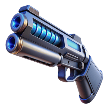extraordinary artistic Futuristic shotgun with rotating barrels, detailed png