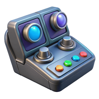 dramatic creative Detailed spaceship console with illuminated buttons, high resolution png