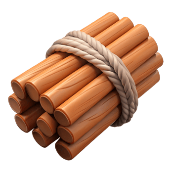 vibrant artistic Bundle of wooden beams, tied with rope, original png