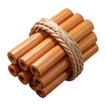 beautiful creative Bundle of wooden beams, tied with rope, detailed png