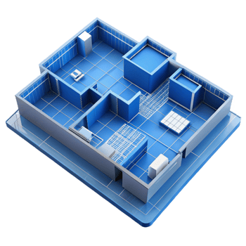 beautiful artistic Architectural drawing, floor plan, blueprint style, authentic png