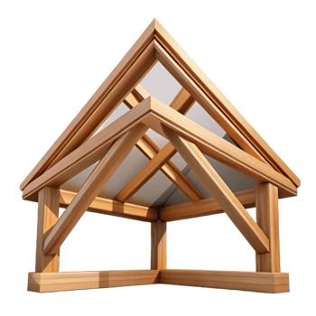 dramatic vintage Wooden roof truss, professional png