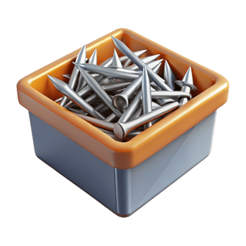 serene abstract Box of nails, galvanized, authentic png
