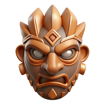 extraordinary rustic A stylized tribal mask, with intricate carvings original png