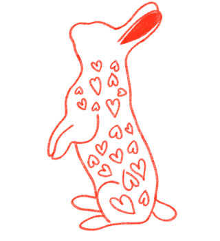 red rabbit with hearts inside png