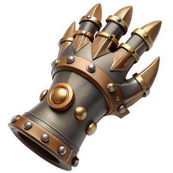 serene vintage Steampunk gauntlet with articulated fingers and spiked knuckles authentic png