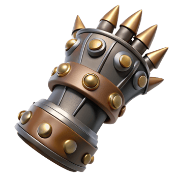 dramatic minimalist Steampunk gauntlet with articulated fingers and spiked knuckles exclusive png