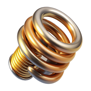 impressive traditional Steampunk spring, coiled and metallic premium png