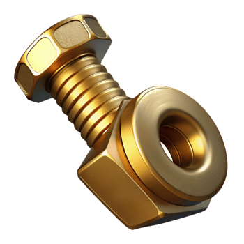 magnificent classic Steampunk bolt, large and brass with a hexagonal head detailed png