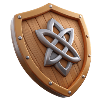 wonderful artistic A wooden shield with a Celtic knot design exclusive png
