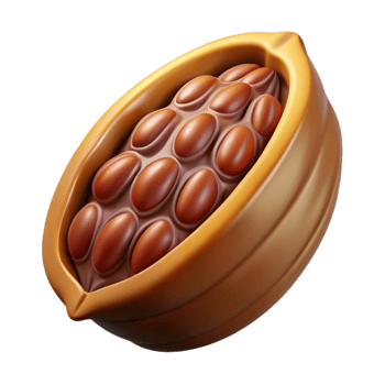 vibrant rustic Cocoa pod cut open original png