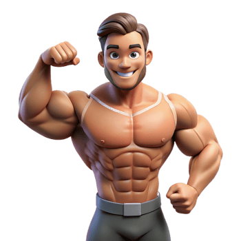 dramatic abstract Muscular bodybuilder flexing biceps, 4K png