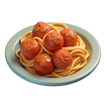 vibrant vintage Plate of spaghetti with meatballs, high quality png