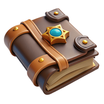serene minimalist A single, ancient, leather-bound spellbook, open to a page of arcane symbols premium png