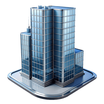 elegant contemporary Modern skyscraper, glass and steel, genuine png