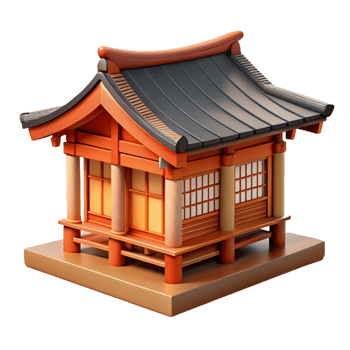 vibrant creative Traditional Japanese house, wooden frame, professional png