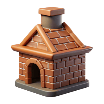 dramatic creative Tudor style chimney, brick and stone, detailed png