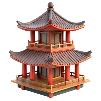 extraordinary abstract Pagoda, tiered roof, detailed png