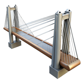 vibrant vintage Suspension bridge cable, steel construction, professional png