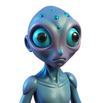 serene vintage Alien creature, three eyes, bioluminescent skin high resolution png