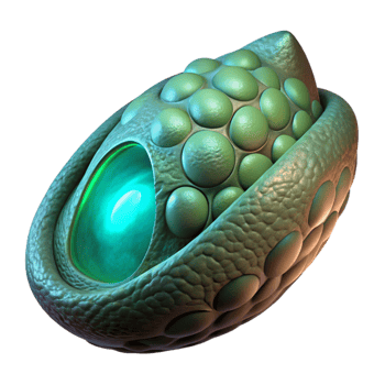 stunning classic Alien seed pod, textured surface, bioluminescent glow original png